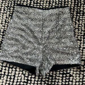 Zara silver sequin shorts